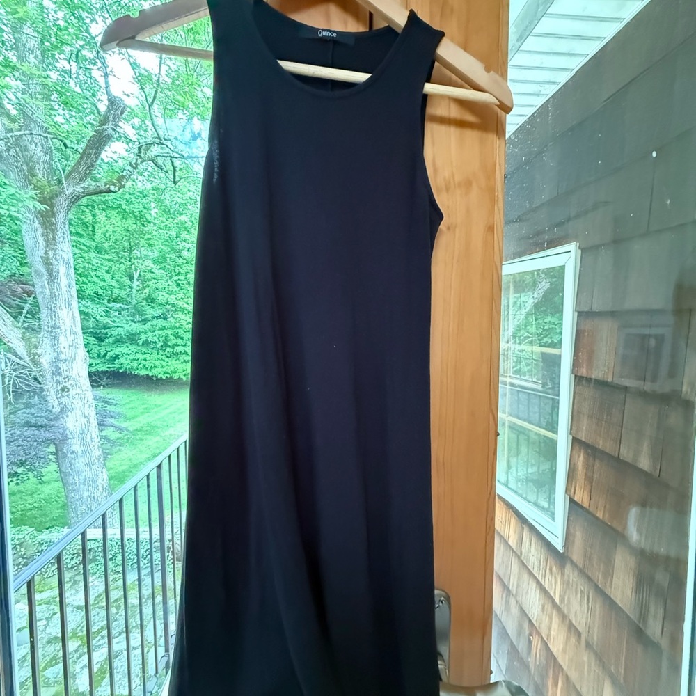 Quince XS Tencel Jersey Mini Swing Dress in Blue
